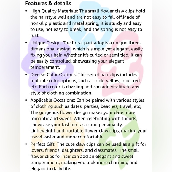 Small Flower Hair Clips for Women Girls, Cute, Non Slip Strong Hold Hair Clips - Picture 7 of 9